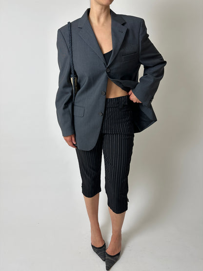 Striped capri trousers | Black / white