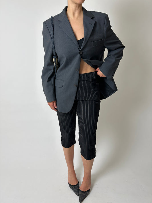 Striped capri trousers | Black / white