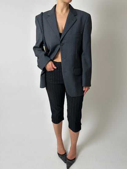 Striped capri trousers | Black / white