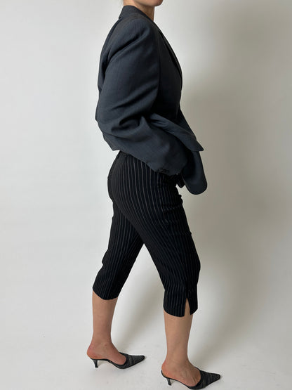 Striped capri trousers | Black / white