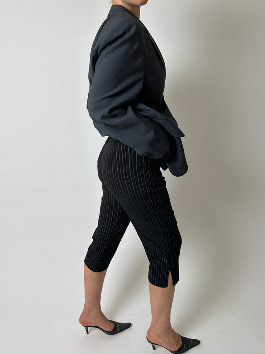 Striped capri trousers | Black / white