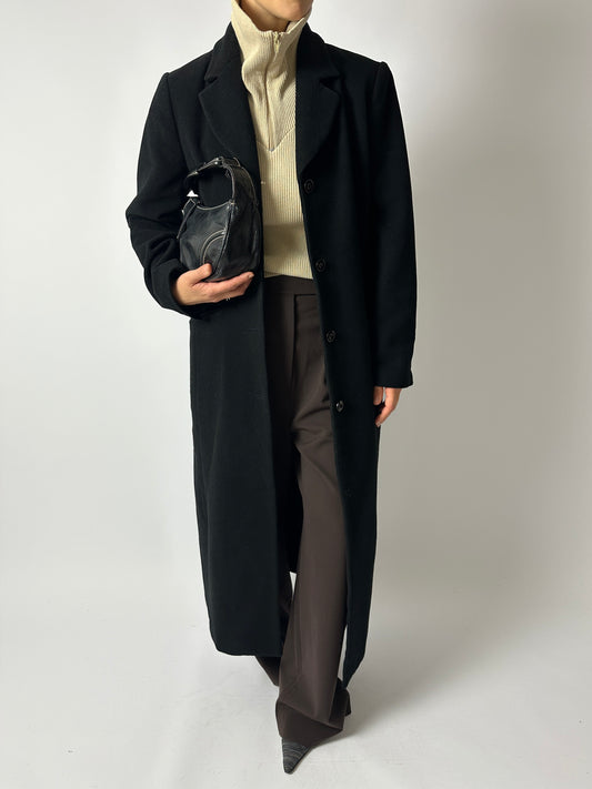 Long wool cashmere coat | Black