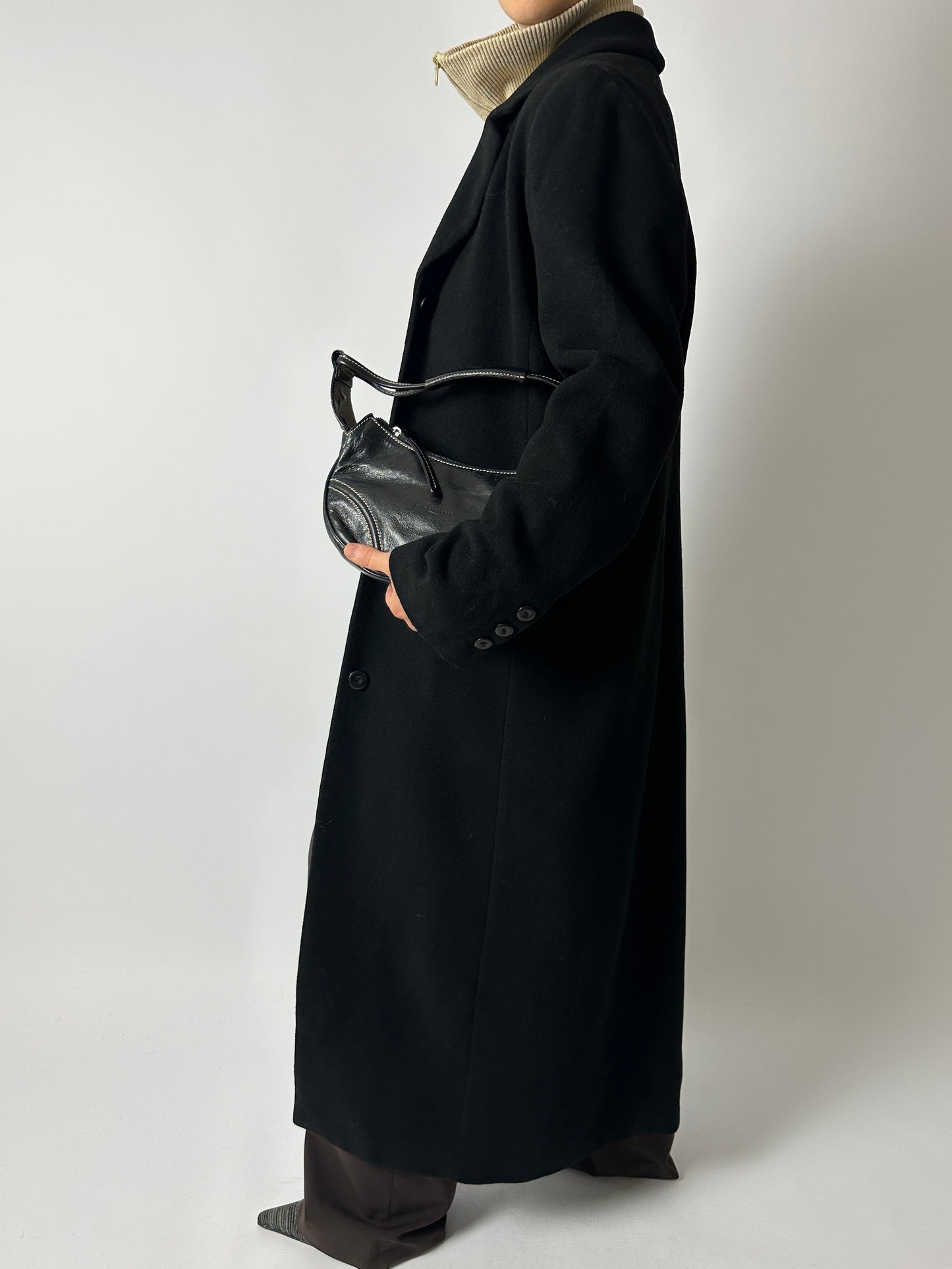 Long wool cashmere coat | Black