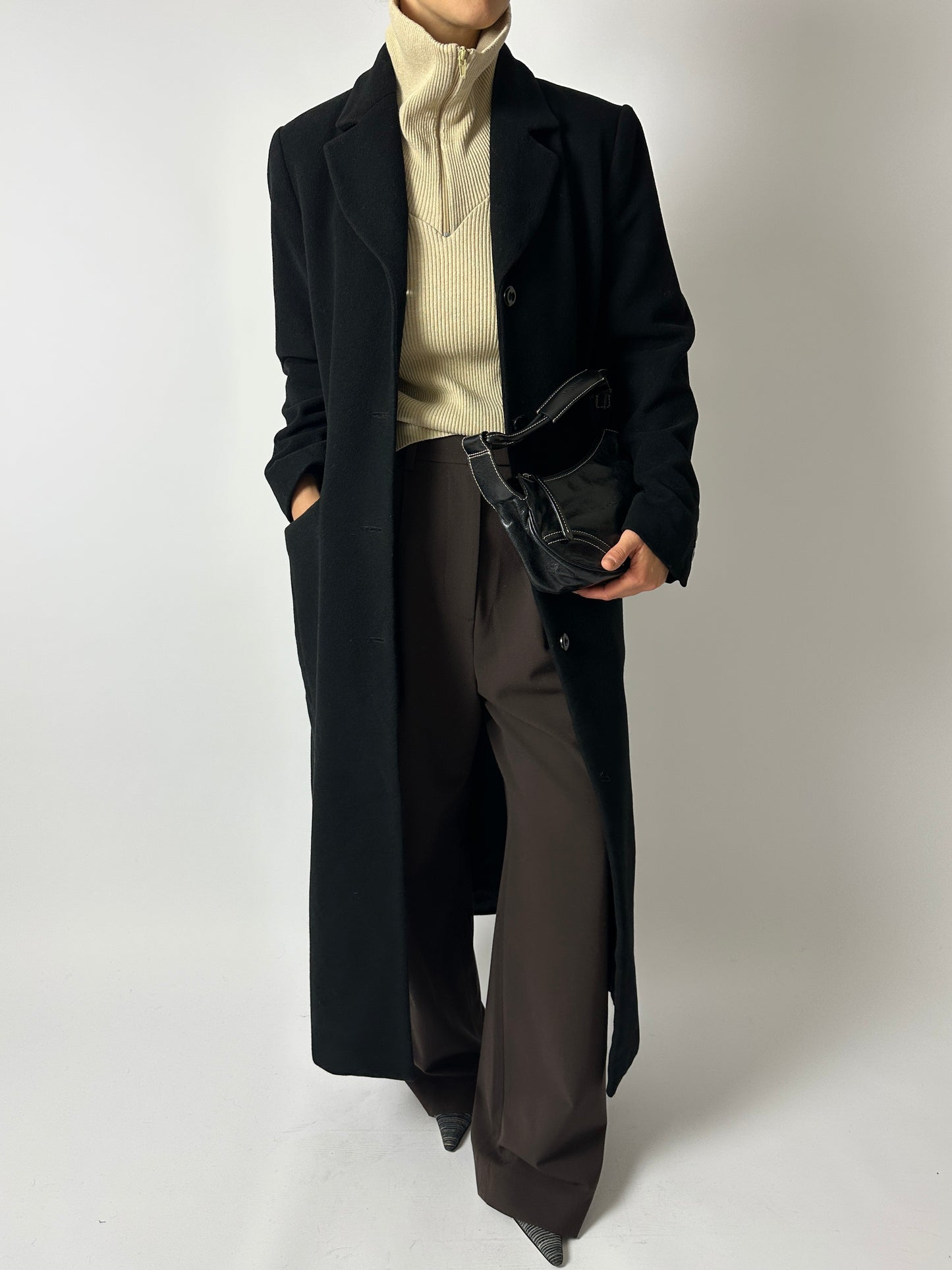 Long wool cashmere coat | Black