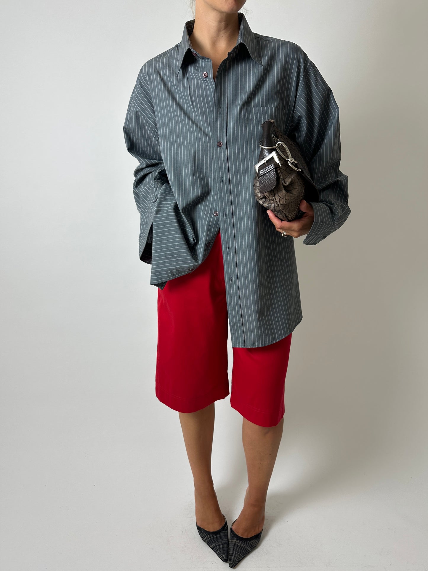 Relaxed fit striped shirt | Grey / White