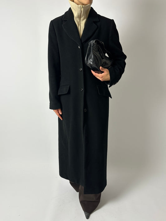 Long wool cashmere coat | Black