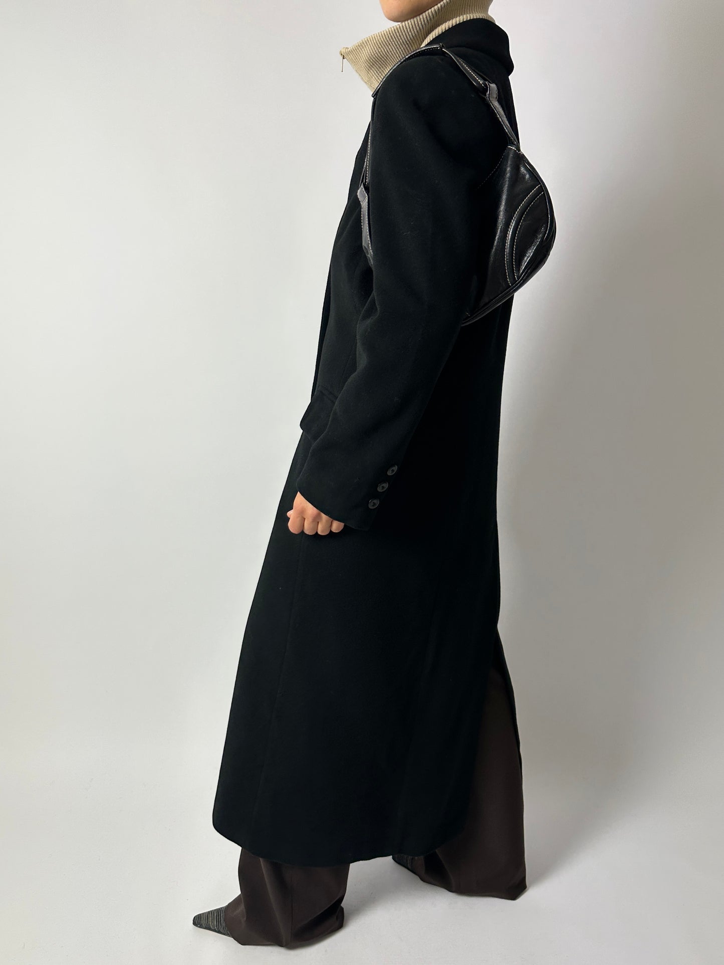 Long wool cashmere coat | Black