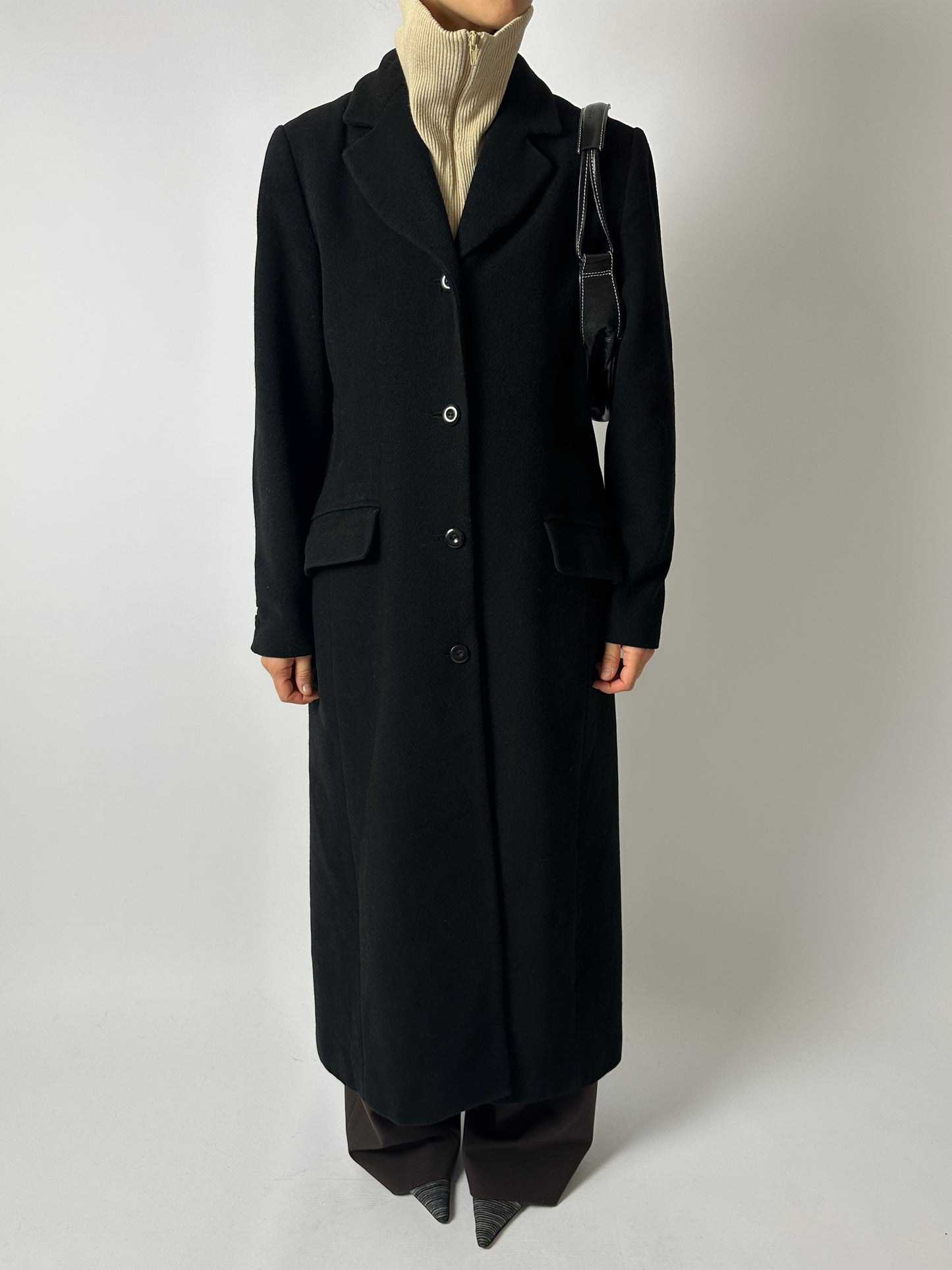 Long wool cashmere coat | Black