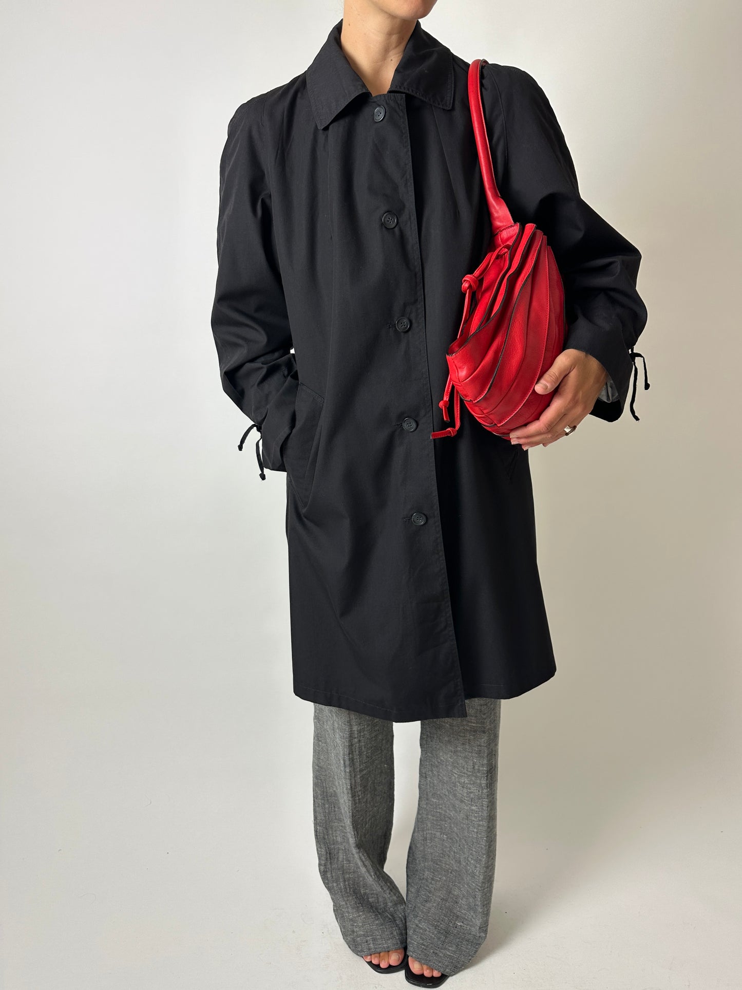 Leather pleated shoulder bag | Red