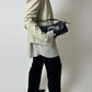 Leather fitted jacket | Stone