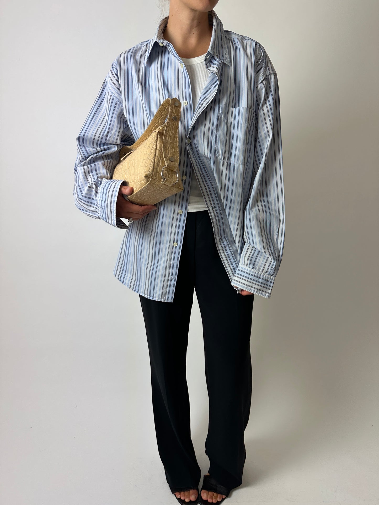 Oversized striped shirt | Off white | Blue