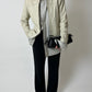 Leather fitted jacket | Stone