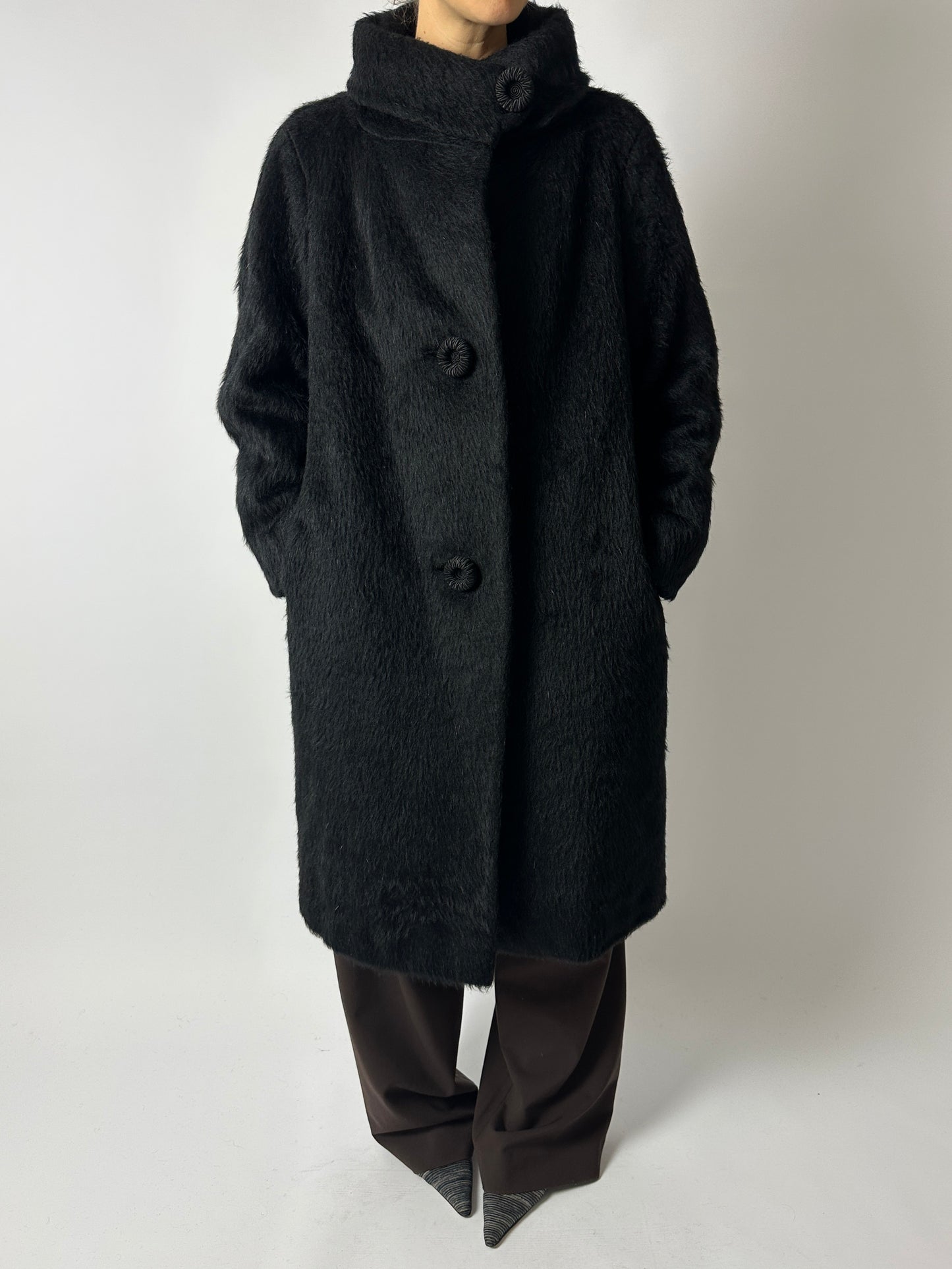 60s Mohair coat | Black
