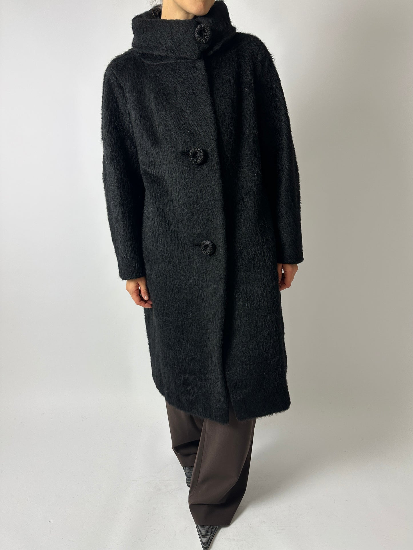 60s Mohair coat | Black