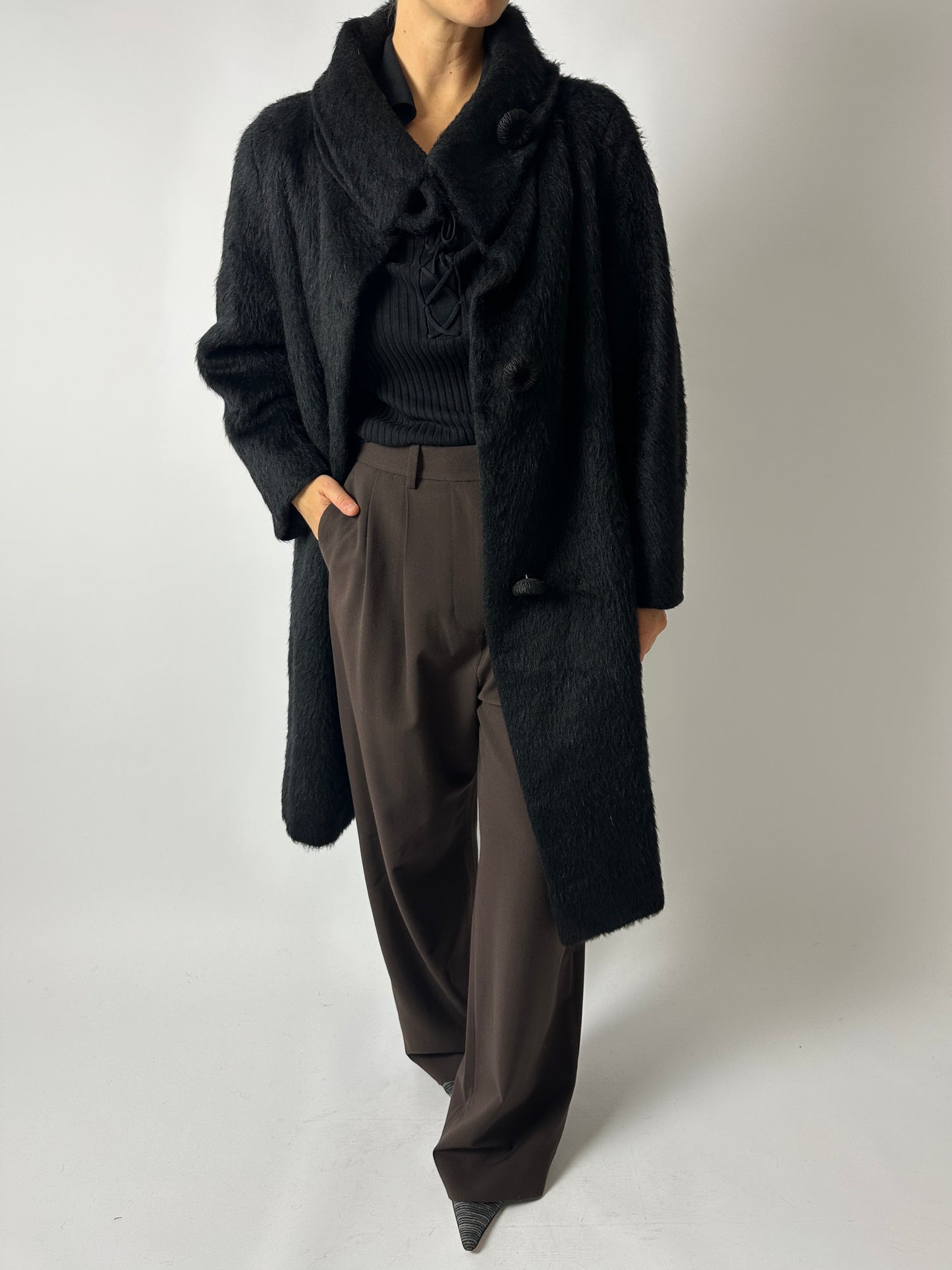 60s Mohair coat | Black