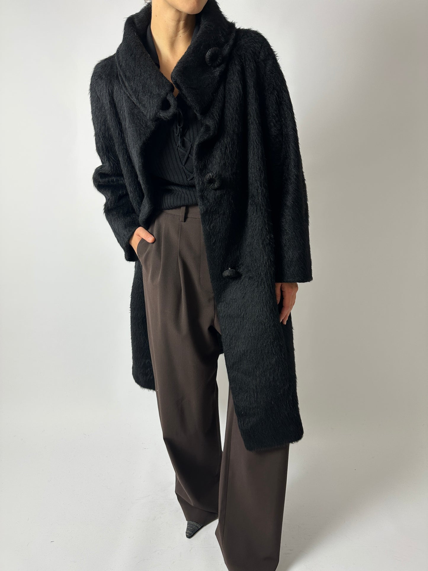 60s Mohair coat | Black