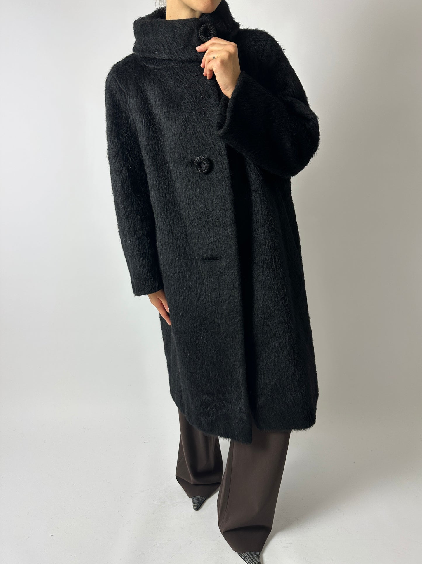 60s Mohair coat | Black