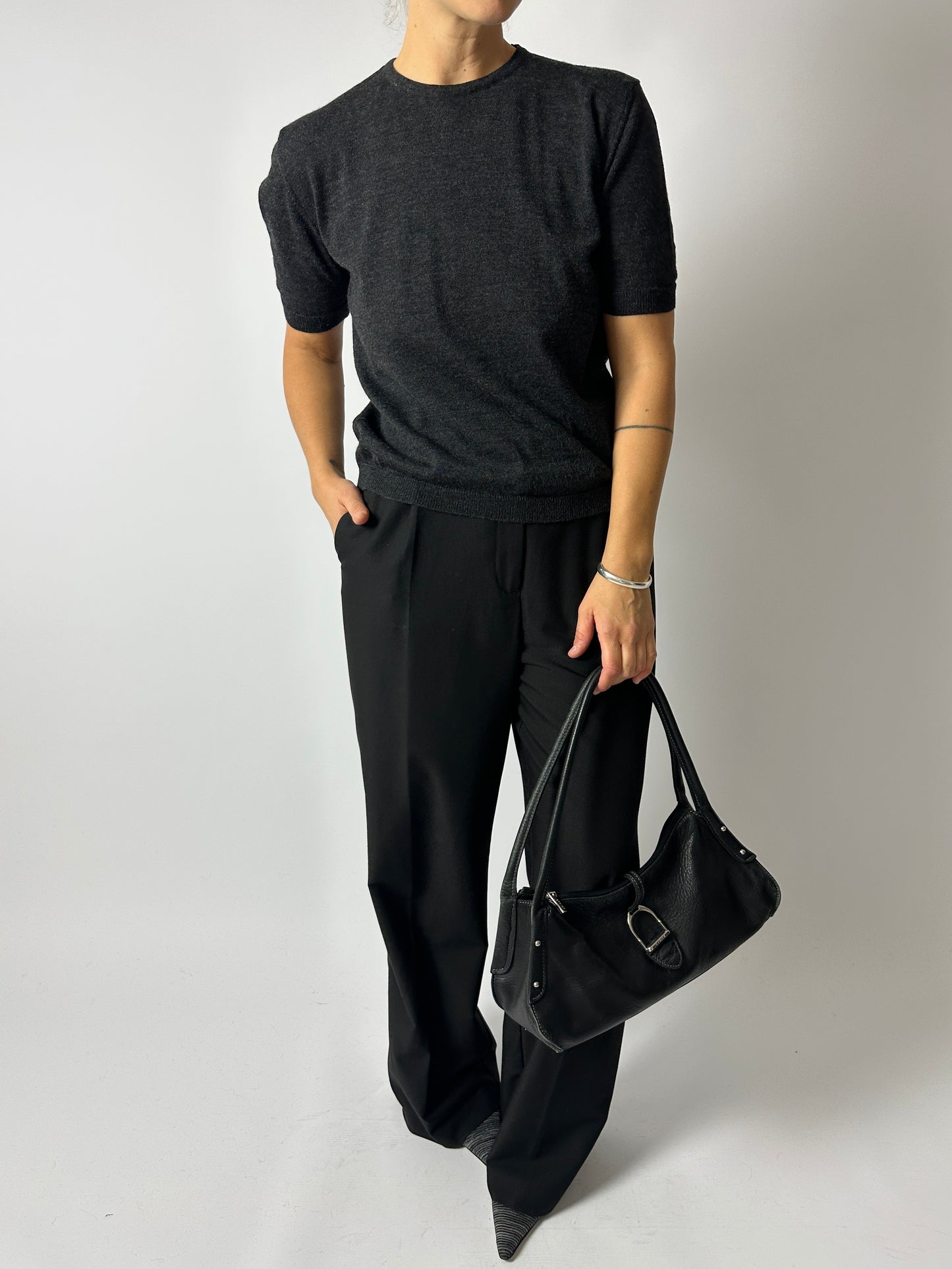 Wool blend top | Dark grey