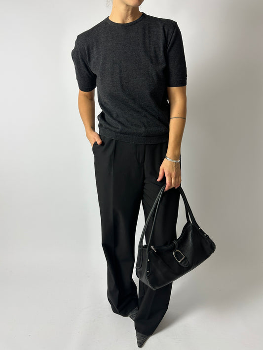 Wool blend top | Dark grey