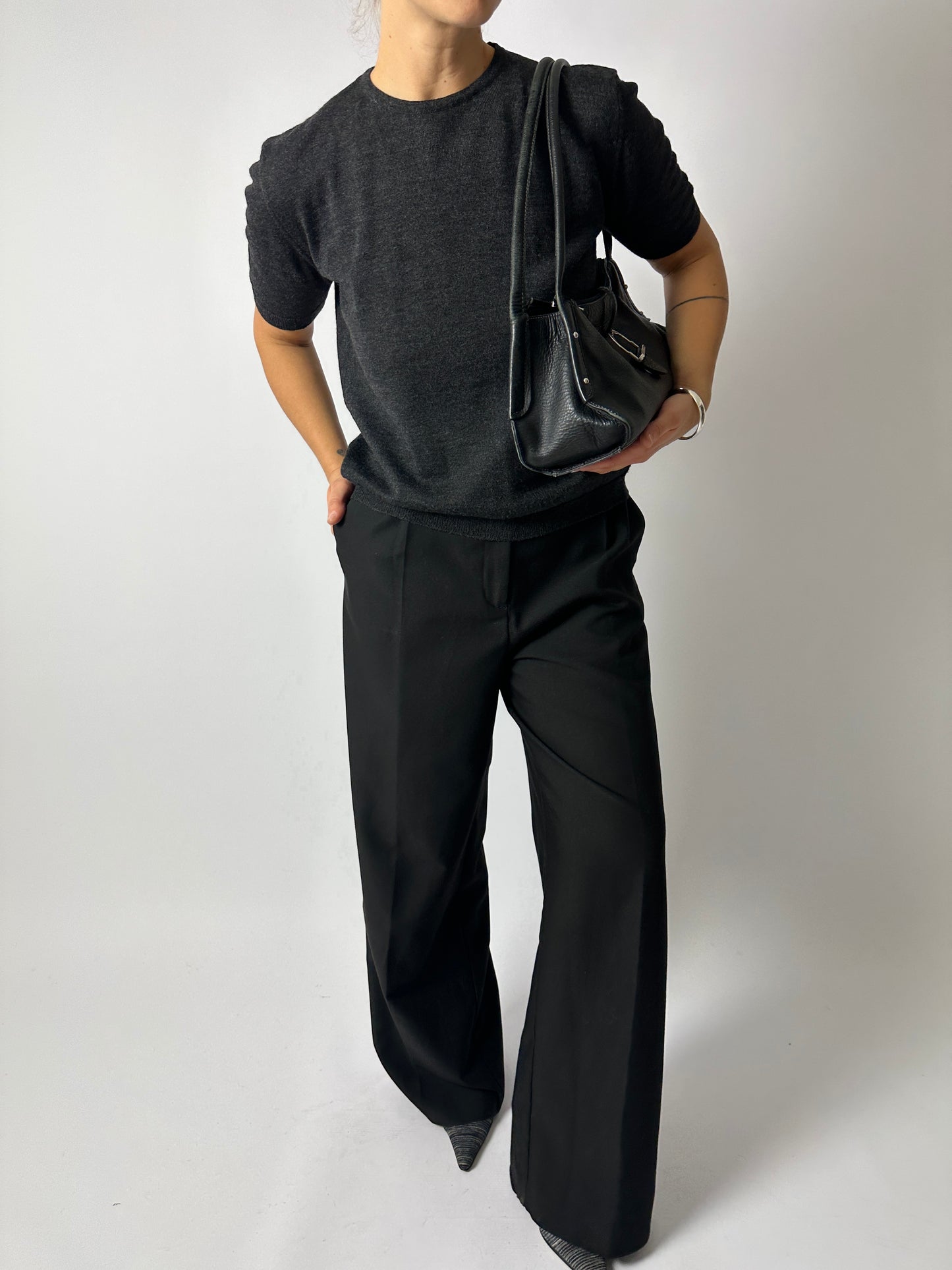 Wool blend top | Dark grey