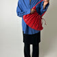 Leather pleated shoulder bag | Red