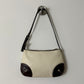 Mini leather shoulder bag | off white / brown