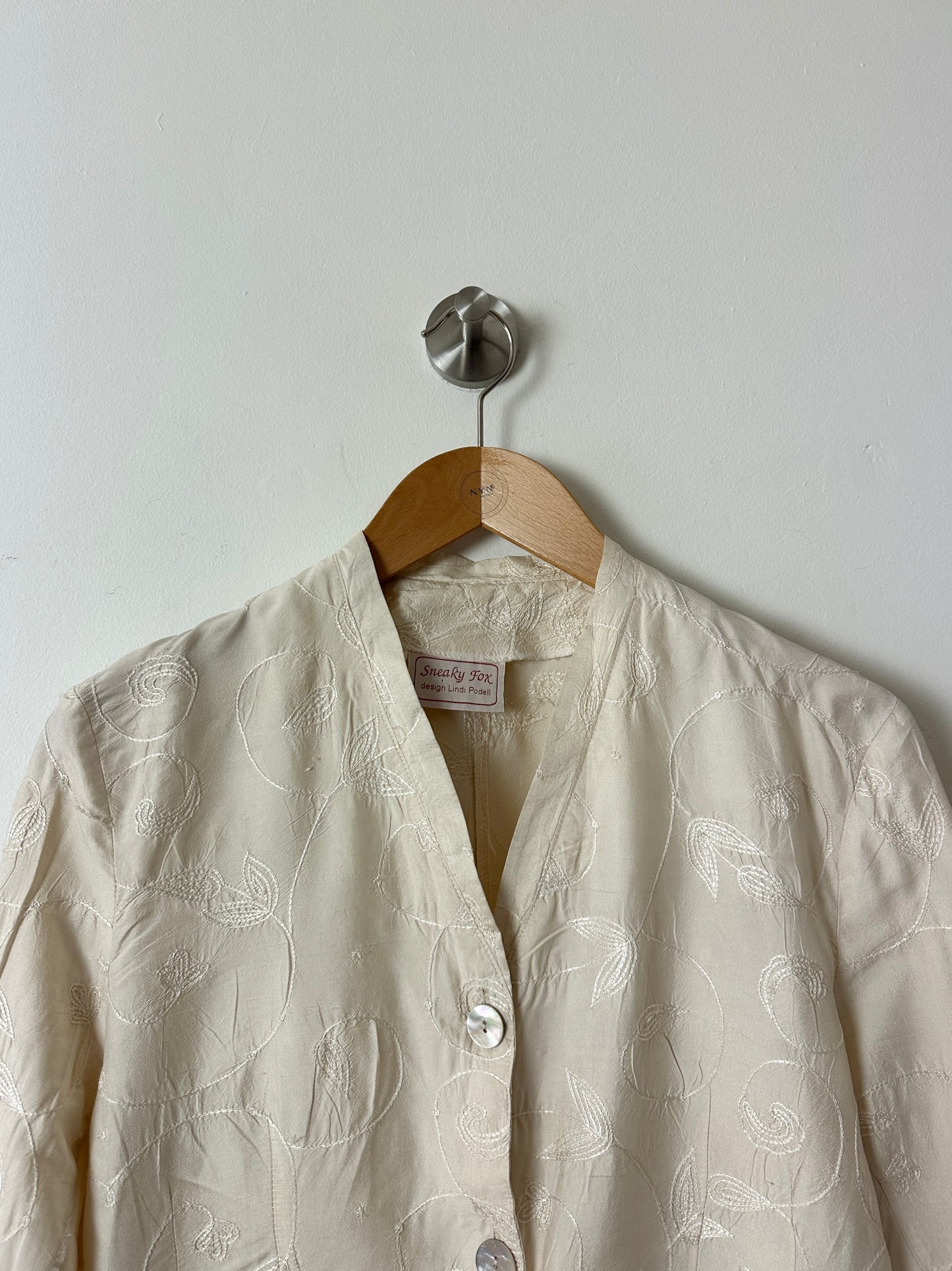 Embroidered silk jacket | Off white
