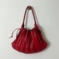 Leather pleated shoulder bag | Red
