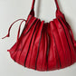 Leather pleated shoulder bag | Red