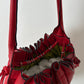 Leather pleated shoulder bag | Red