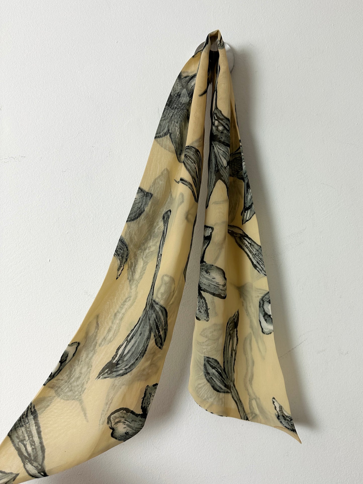 Sheer floral scarf | Butter / grey