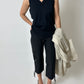 Cotton v-neck top | Dark blue