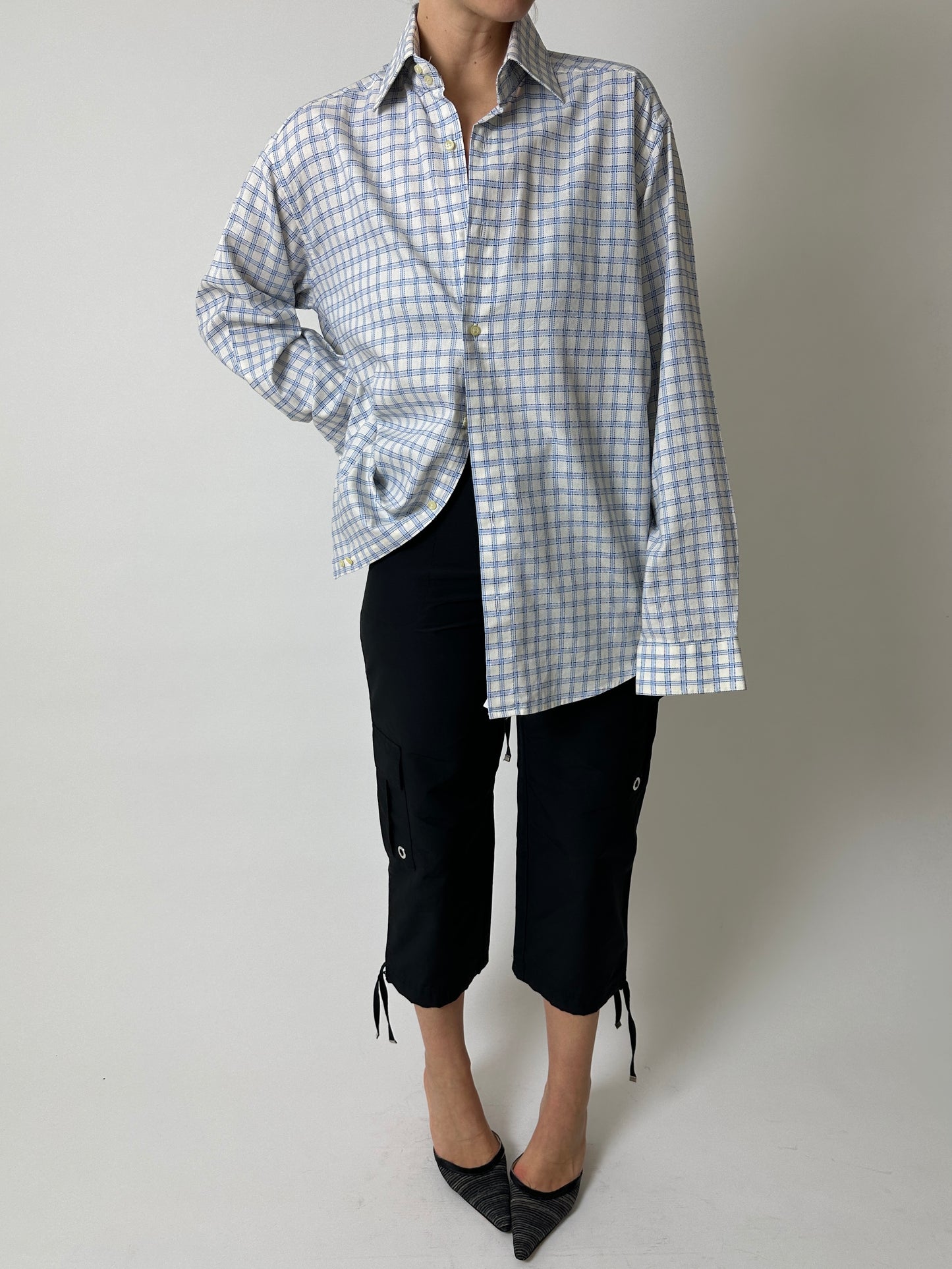 Relaxed checked shirt | White / Blue