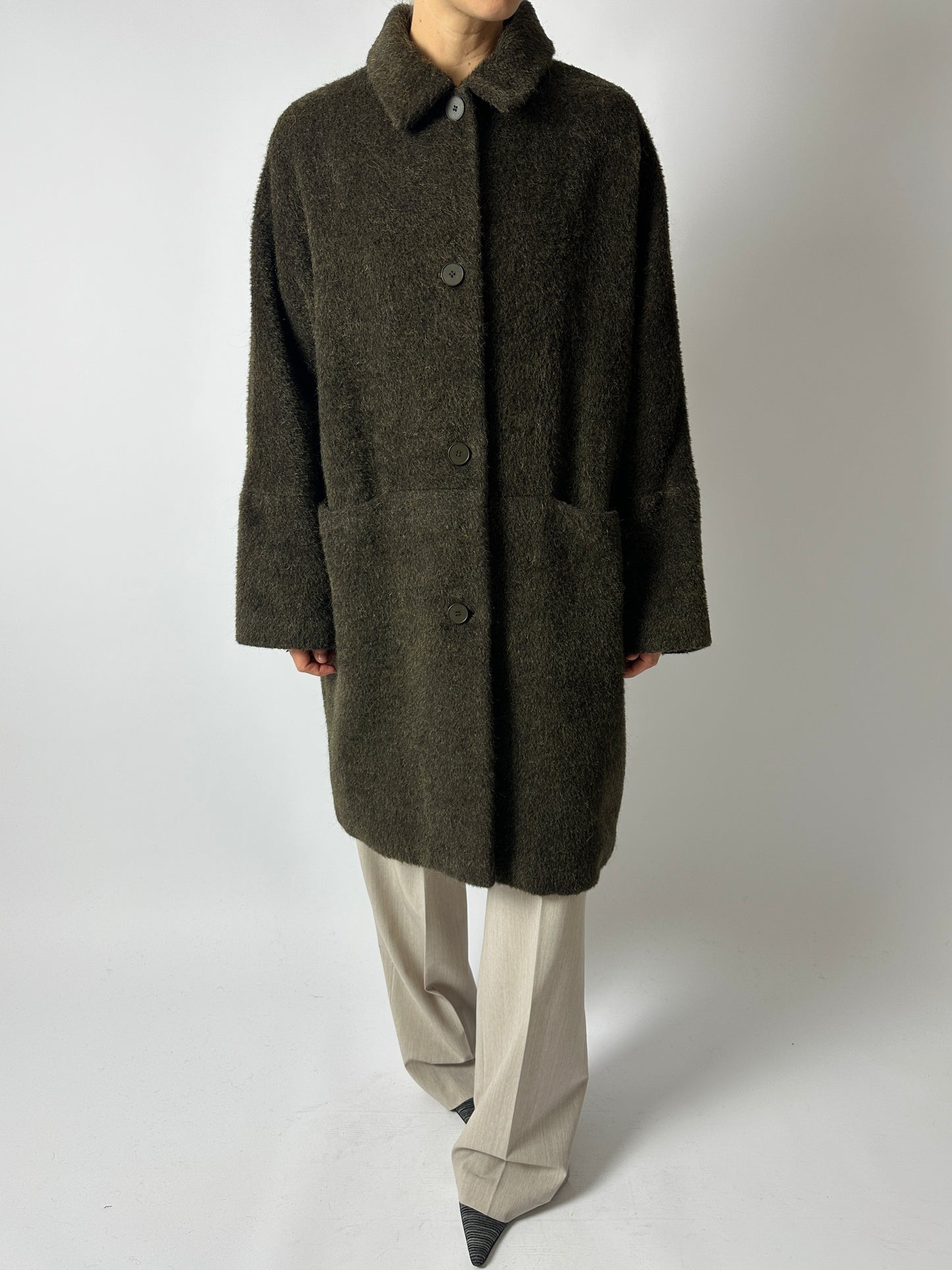 Wool mohair coat | Dark green