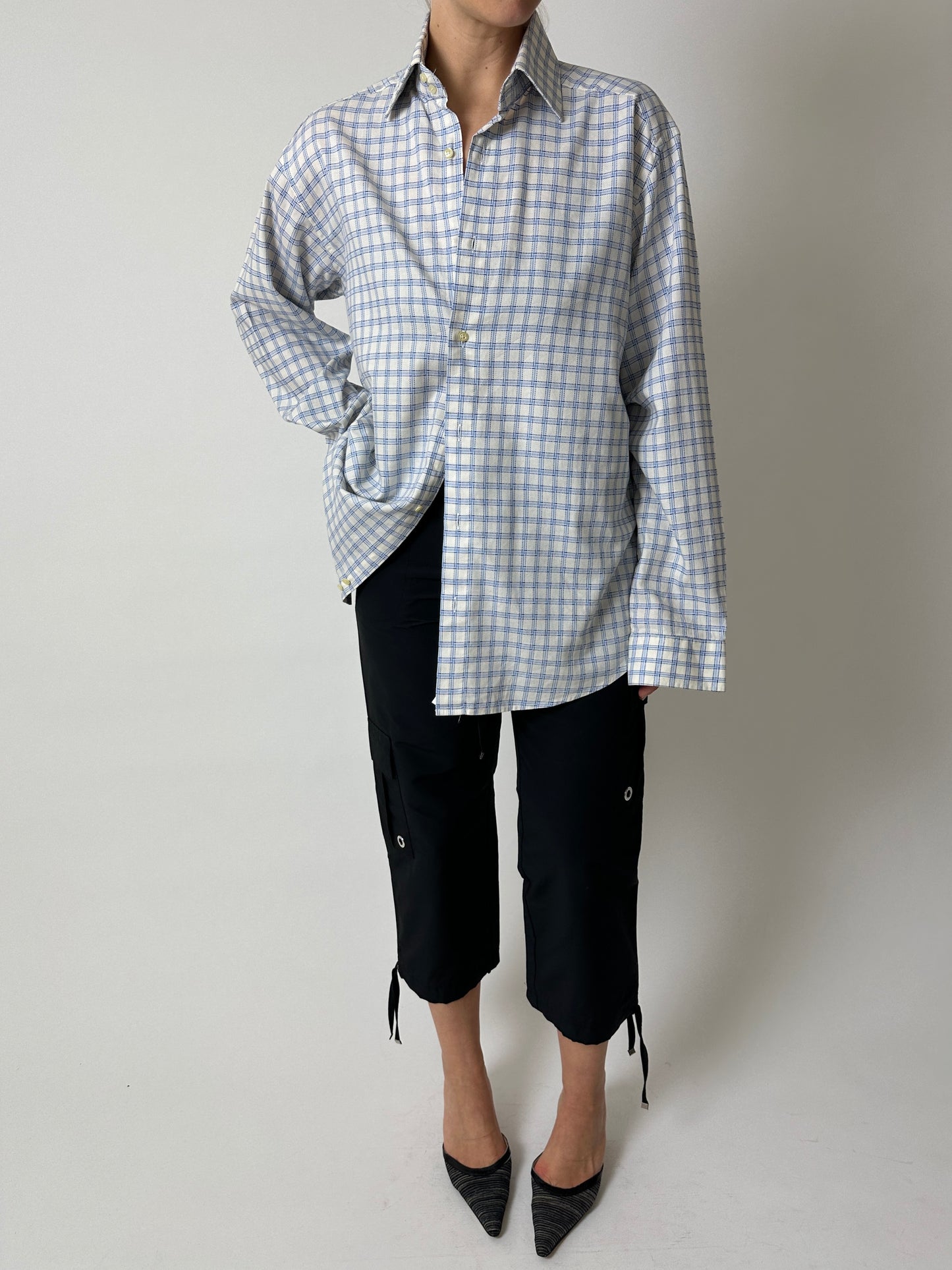Relaxed checked shirt | White / Blue