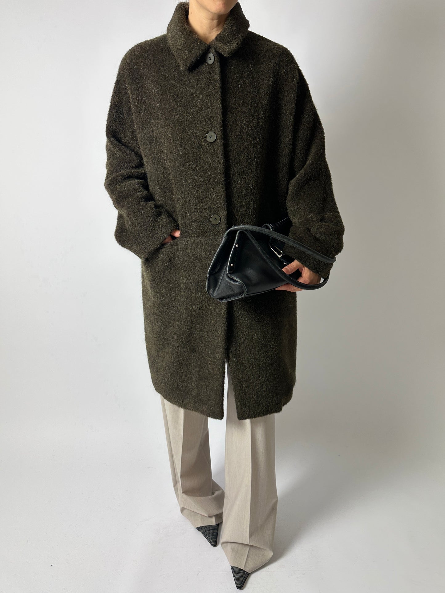 Wool mohair coat | Dark green
