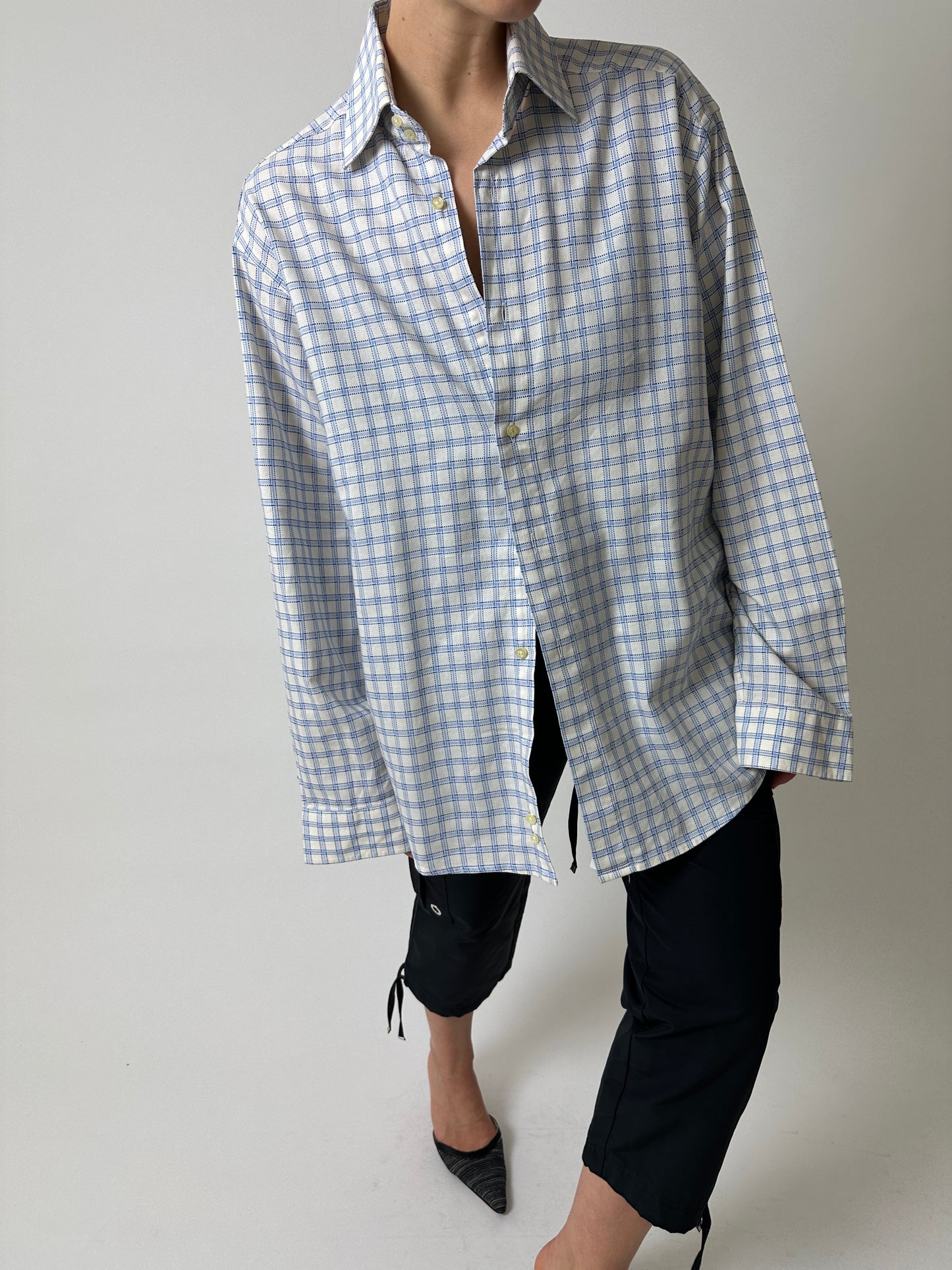 Relaxed checked shirt | White / Blue