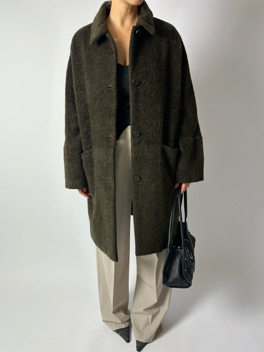 Wool mohair coat | Dark green