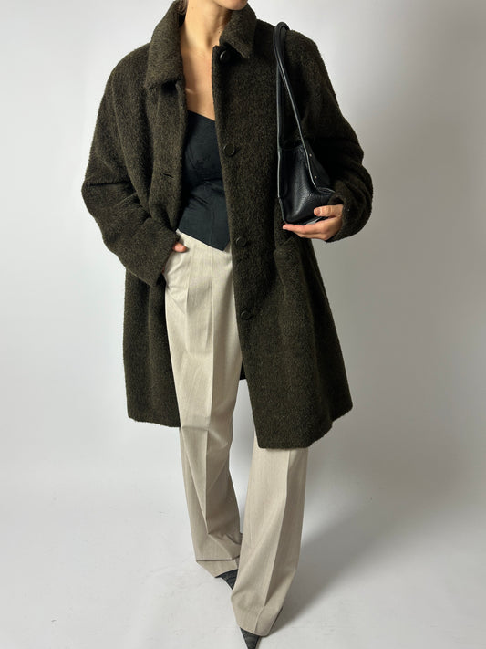 Wool mohair coat | Dark green