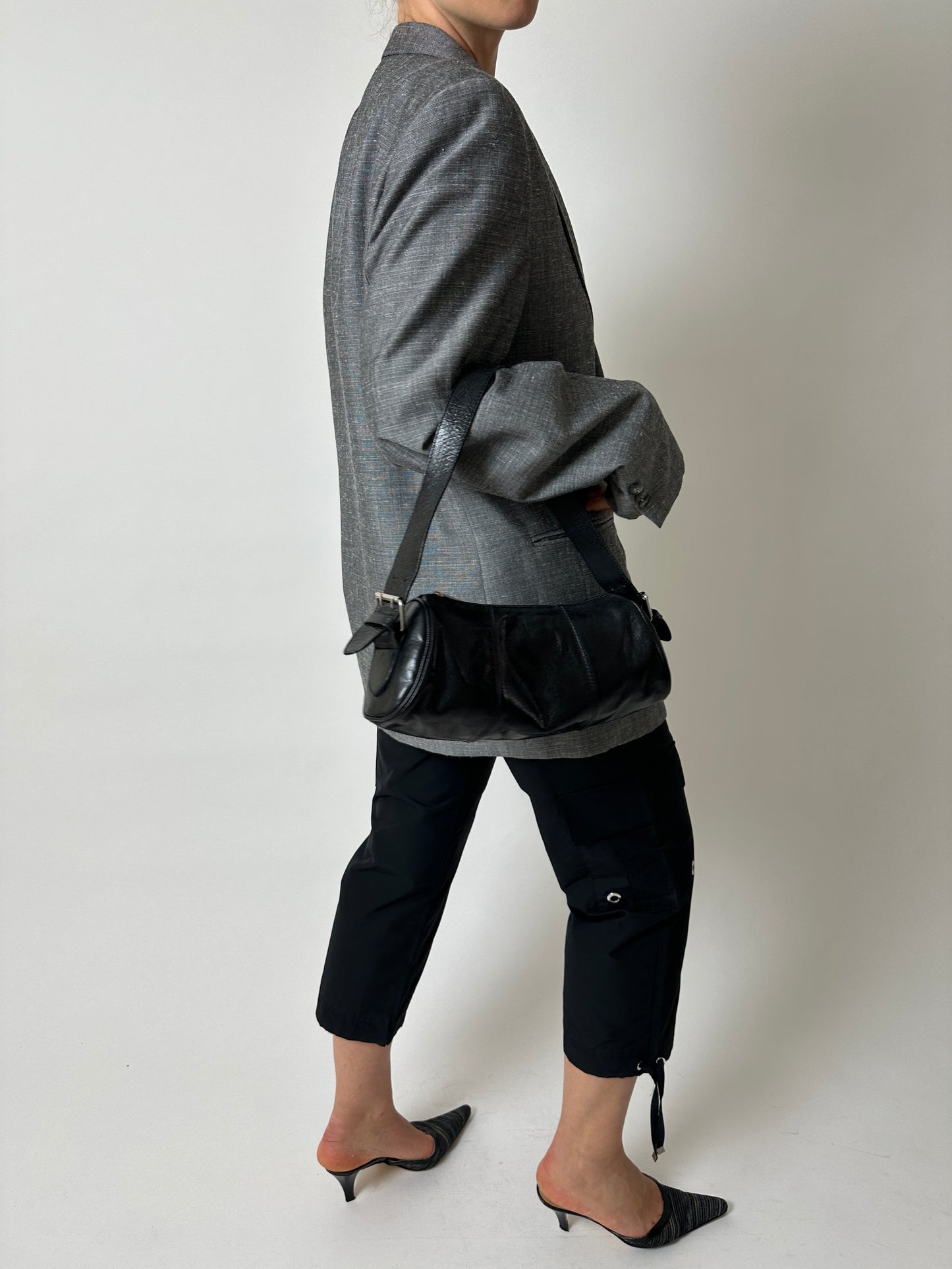 Double-breasted linen blazer | Silver grey