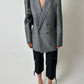 Double-breasted linen blazer | Silver grey