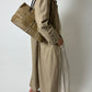 Embossed leather tote bag | Brown
