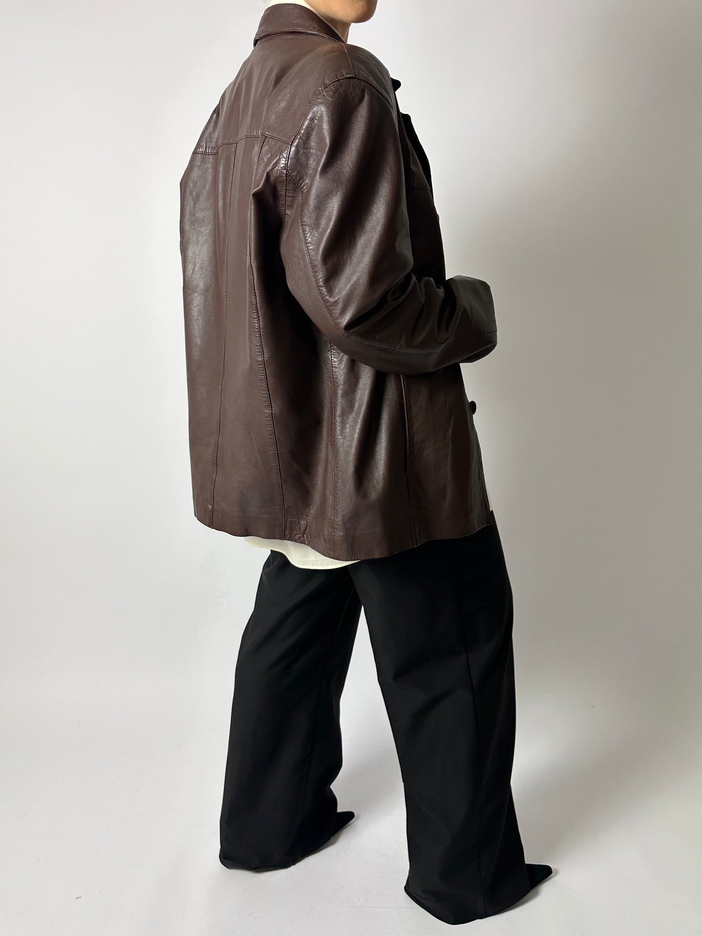 Leather jacket | Dark brown