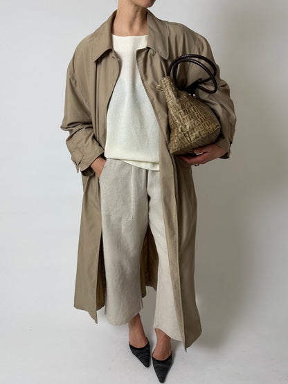 Embossed leather tote bag | Brown