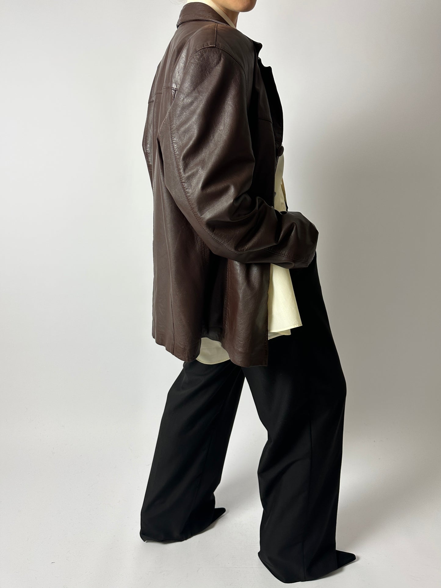 Leather jacket | Dark brown