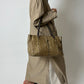 Embossed leather tote bag | Brown