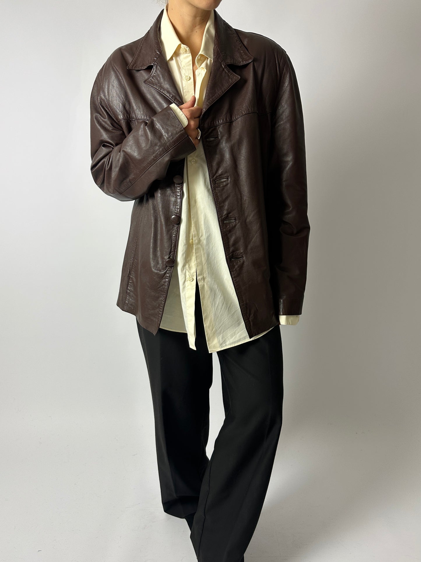 Leather jacket | Dark brown