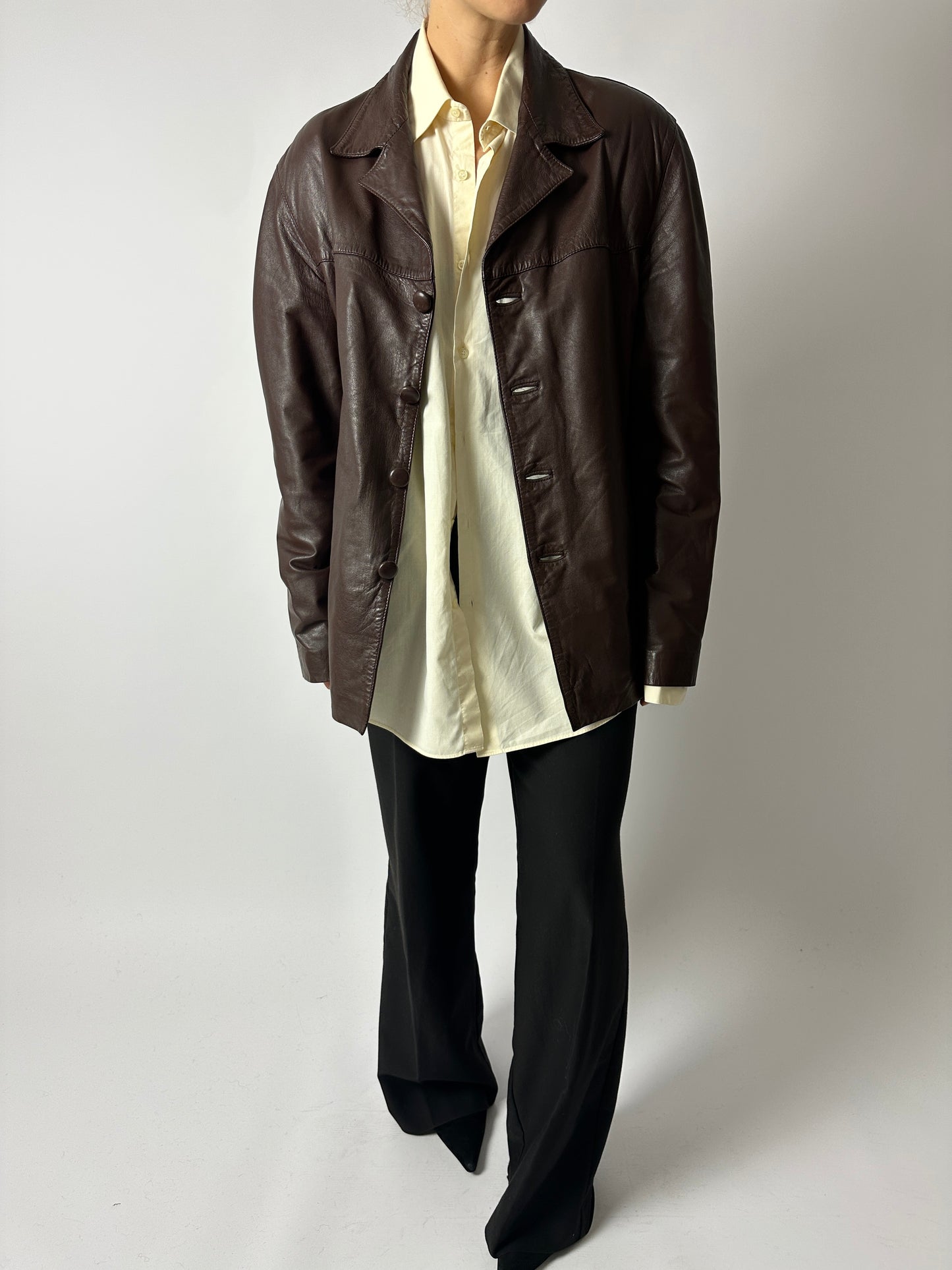 Leather jacket | Dark brown