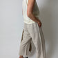 Cropped linen trousers | Soft beige
