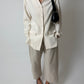 Cropped linen trousers | Soft beige